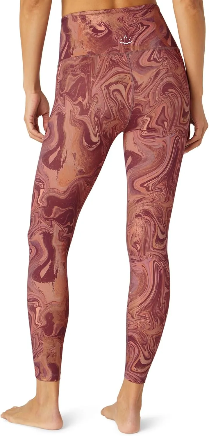 Beyond Yoga Marble High Waisted Midi Leggings for Women - Pull-on Style with All Over Print, Trendy and Comfortable Leggings