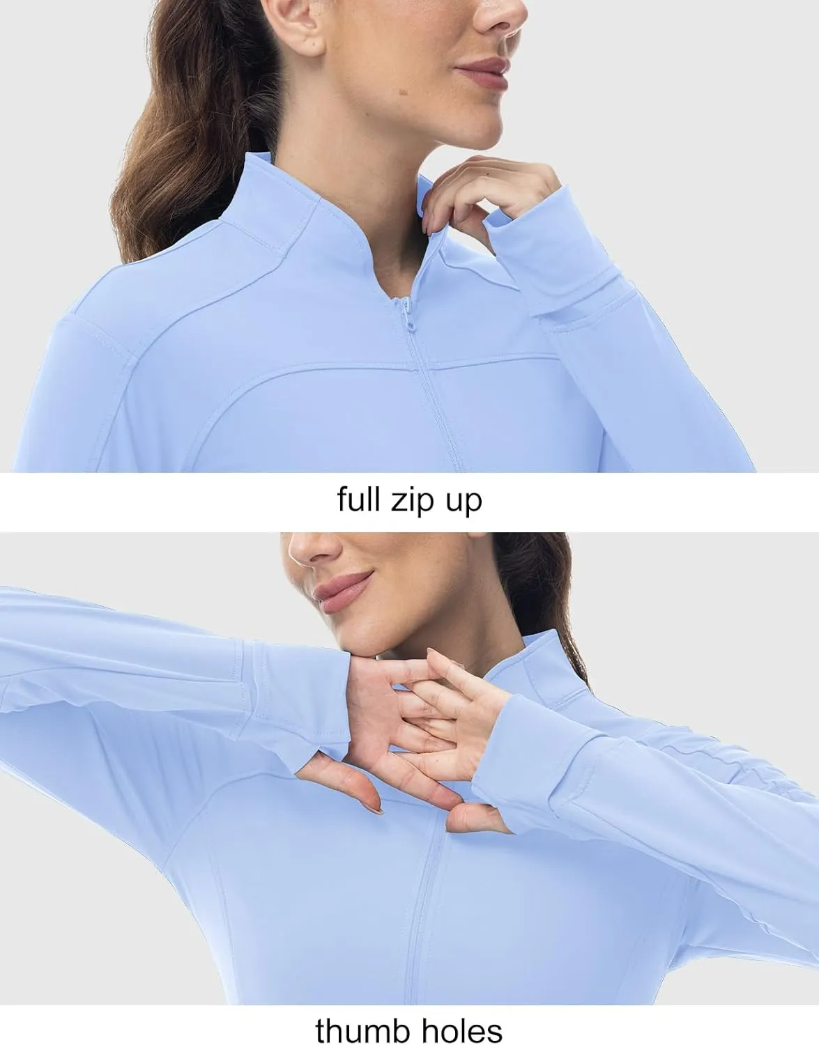 BGOWATU Women's Workout Jacket Lightweight Zip up Running Athletic Jackets with Thumb Holes