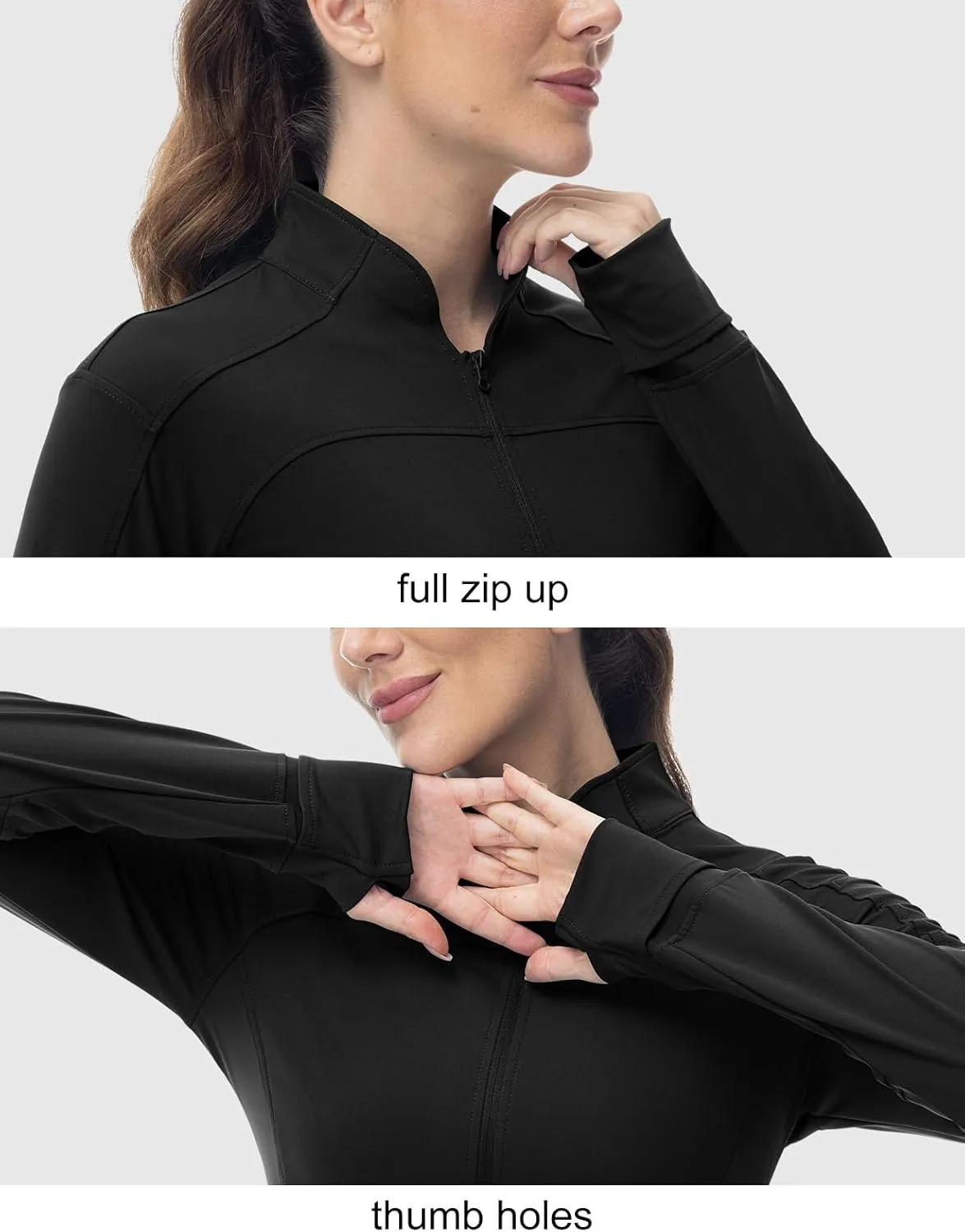 BGOWATU Women's Workout Jacket Lightweight Zip up Running Athletic Jackets with Thumb Holes