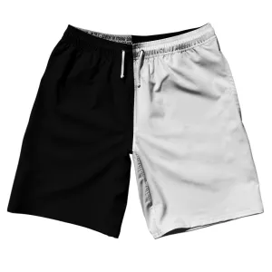 Black And White Quad Color 10" Swim Shorts Made In USA
