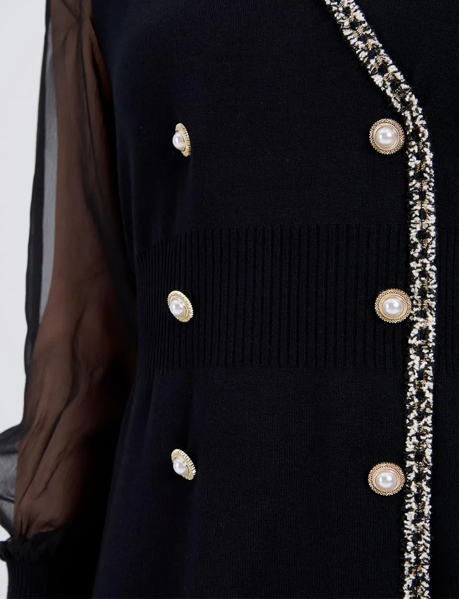 Black Dress for Women Formal Silk or Lace Long Sleeves V Neck Velvet Dresses