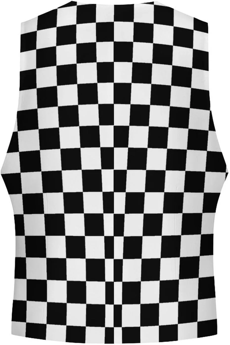 Black White Racing Checkered Funny Men's Formal Suit Vest Casual Business Dress Waistcoat Printed Vest Slim Fit