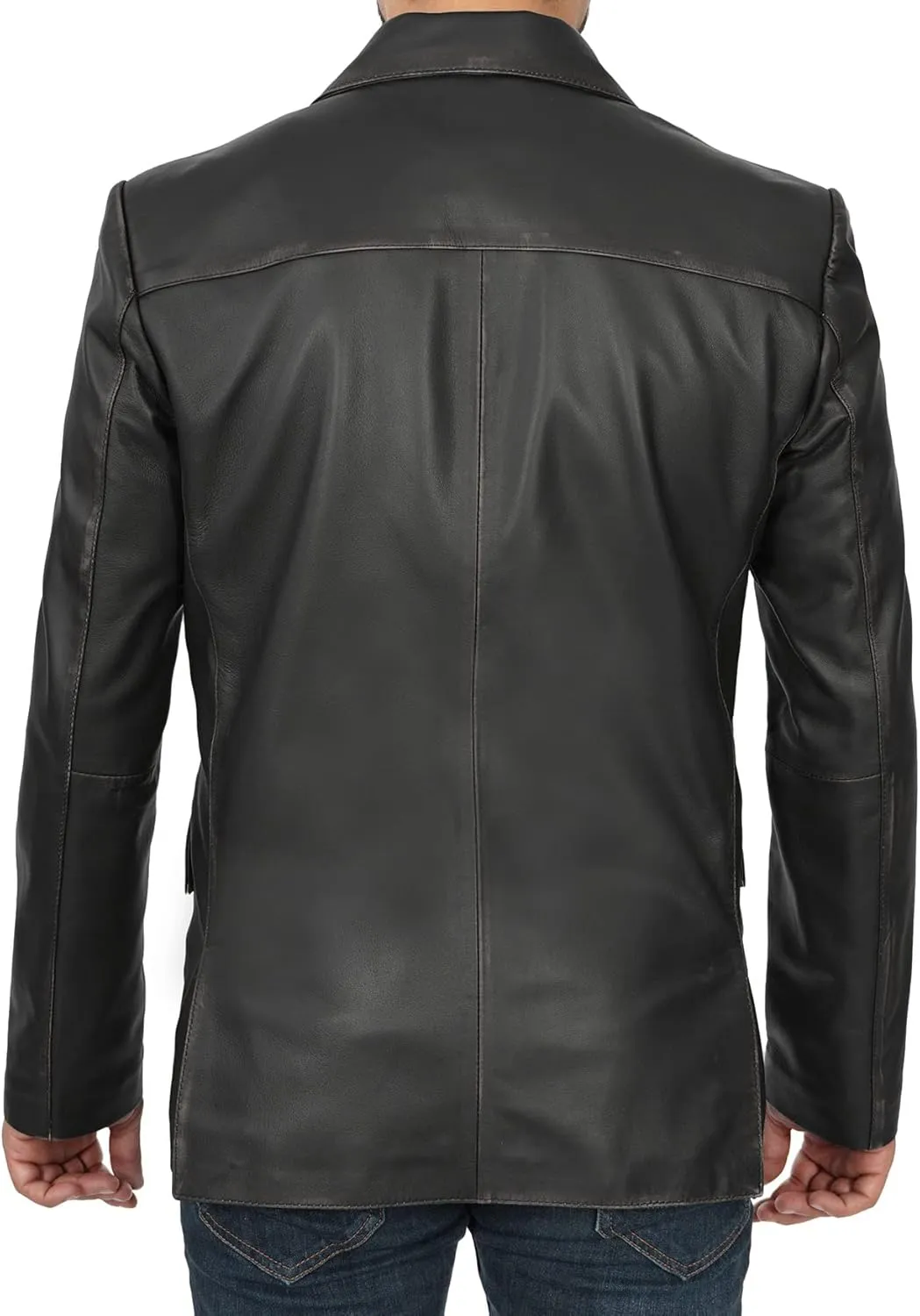 Blingsoul Real Lambskin Mens Leather Blazer - Casual 2 Buttons Leather Jacket for Men
