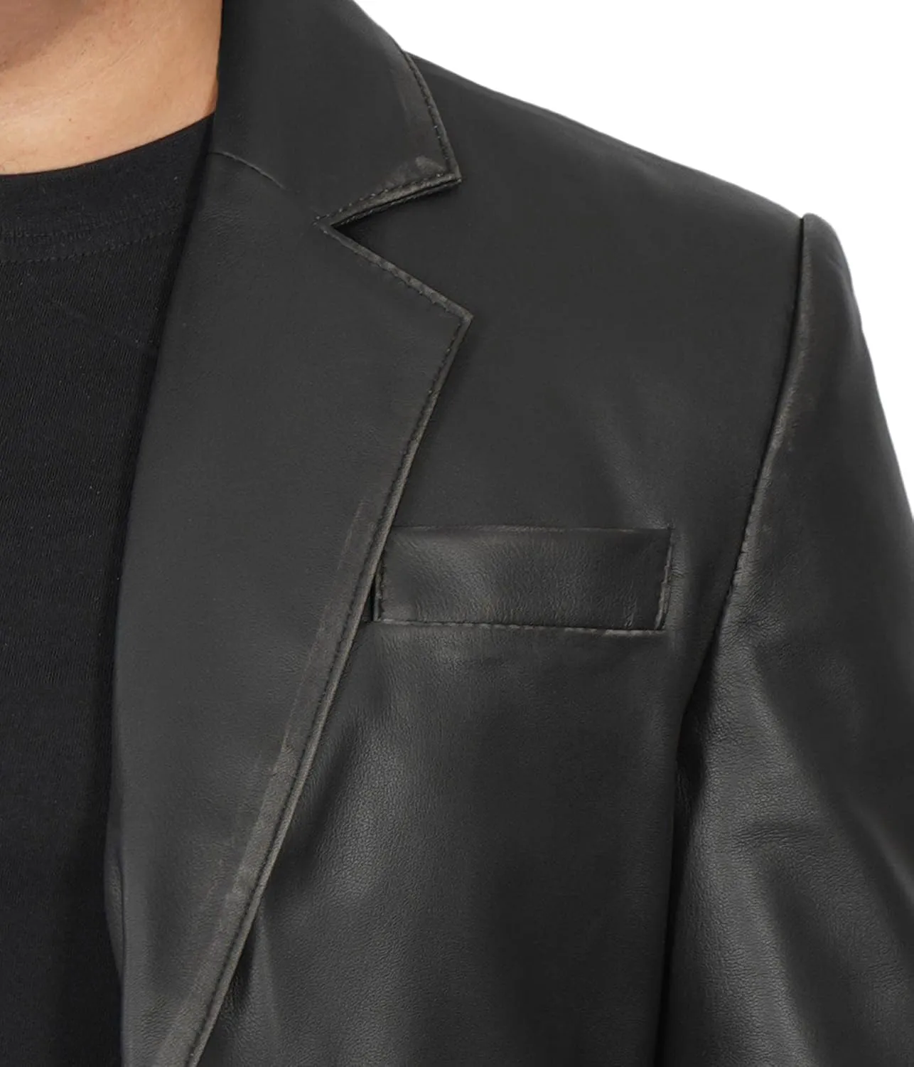 Blingsoul Real Lambskin Mens Leather Blazer - Casual 2 Buttons Leather Jacket for Men