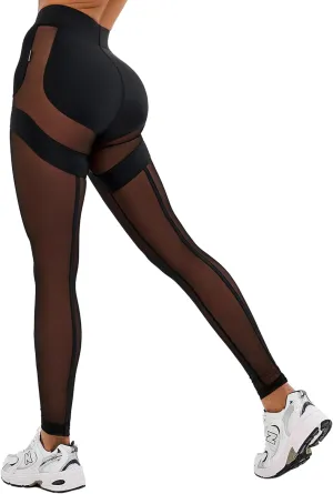 Bona Fide Premium Quality Mesh Leggings for Women with Unique Design - Comfortable Womens Workout Leggings for Gym, Yoga