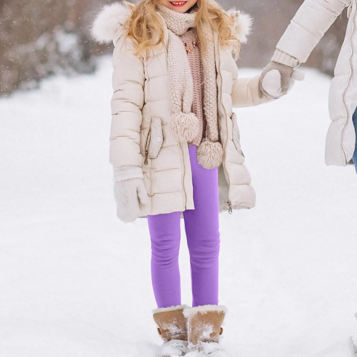BOOPH Girls Winter Leggings Fleece Lined Toddler Kids Basic Full Length Pants