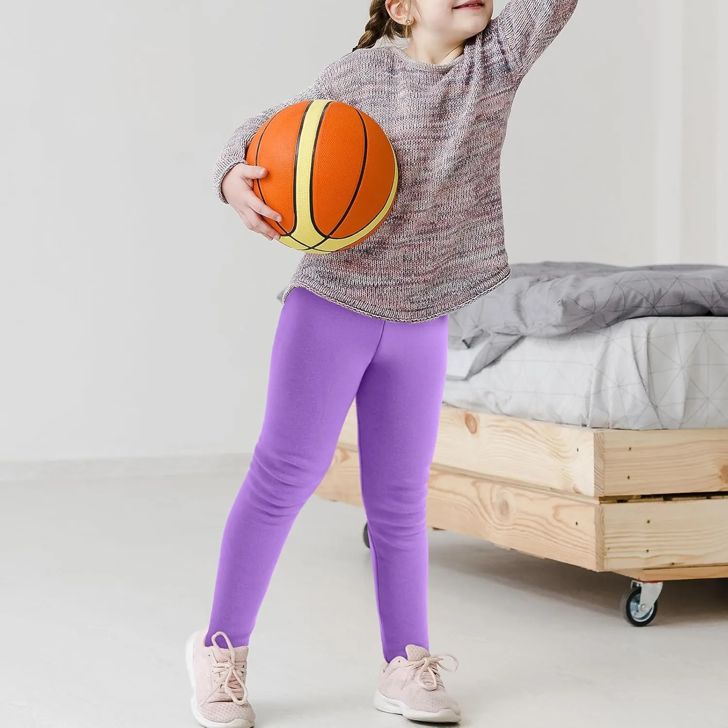 BOOPH Girls Winter Leggings Fleece Lined Toddler Kids Basic Full Length Pants