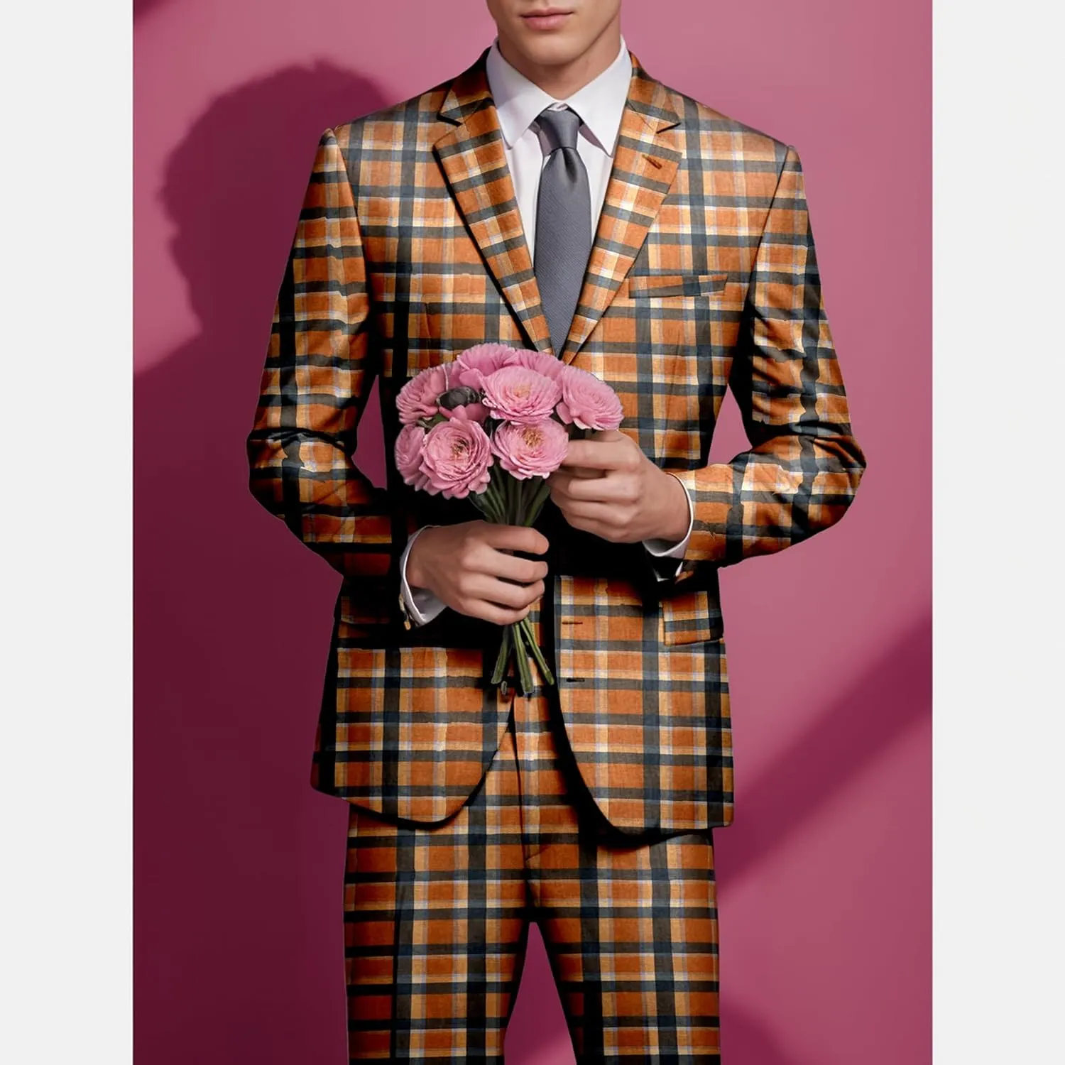 Boyland Men's Casual Suit Blazer Jackets Lightweight One Button Sport Coats Plaid Blazer