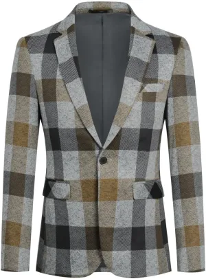 Boyland Men's Casual Suit Blazer Jackets Lightweight One Button Sport Coats Plaid Blazer