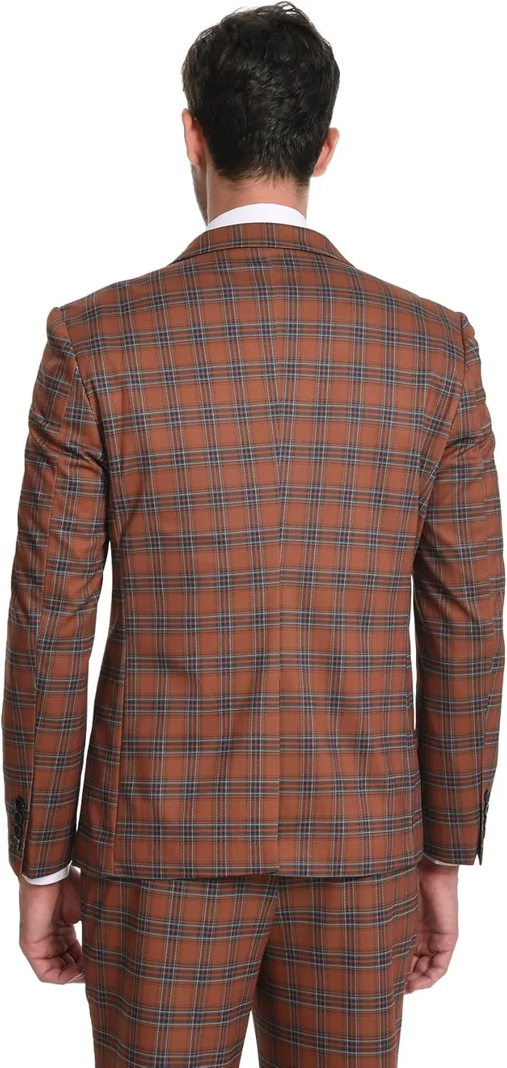 Boyland Men's Casual Suit Blazer Jackets Lightweight One Button Sport Coats Plaid Blazer