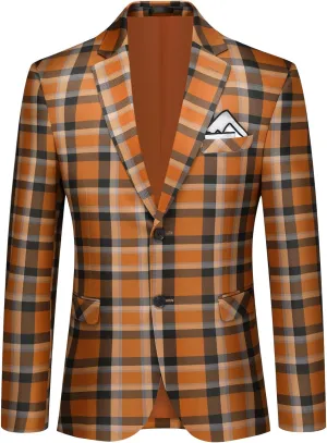 Boyland Men's Casual Suit Blazer Jackets Lightweight One Button Sport Coats Plaid Blazer