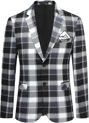 Boyland Men's Casual Suit Blazer Jackets Lightweight One Button Sport Coats Plaid Blazer