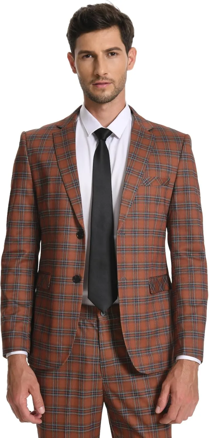 Boyland Men's Casual Suit Blazer Jackets Lightweight One Button Sport Coats Plaid Blazer