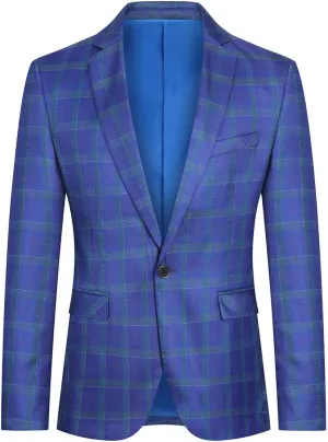 Boyland Men's Casual Suit Blazer Jackets Lightweight One Button Sport Coats Plaid Blazer