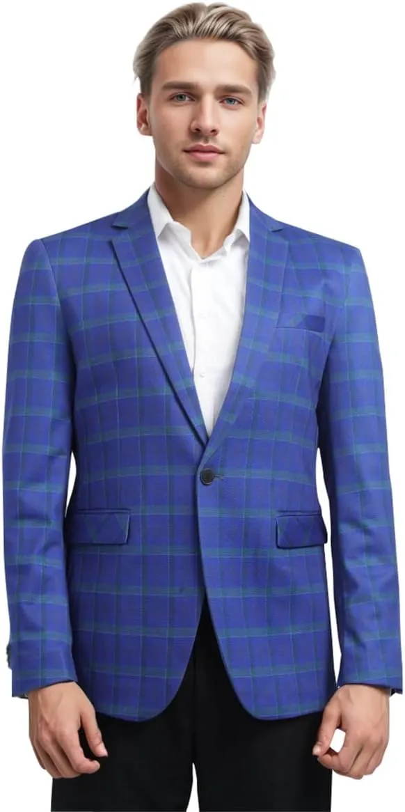 Boyland Men's Casual Suit Blazer Jackets Lightweight One Button Sport Coats Plaid Blazer