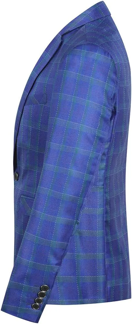 Boyland Men's Casual Suit Blazer Jackets Lightweight One Button Sport Coats Plaid Blazer