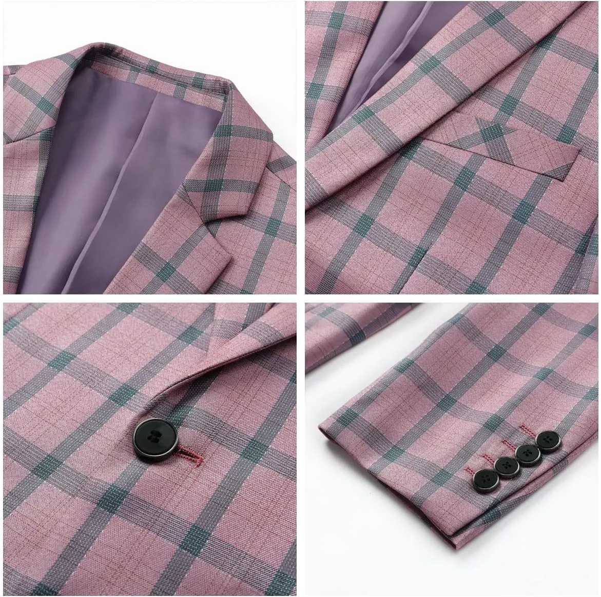 Boyland Men's Casual Suit Blazer Jackets Lightweight One Button Sport Coats Plaid Blazer