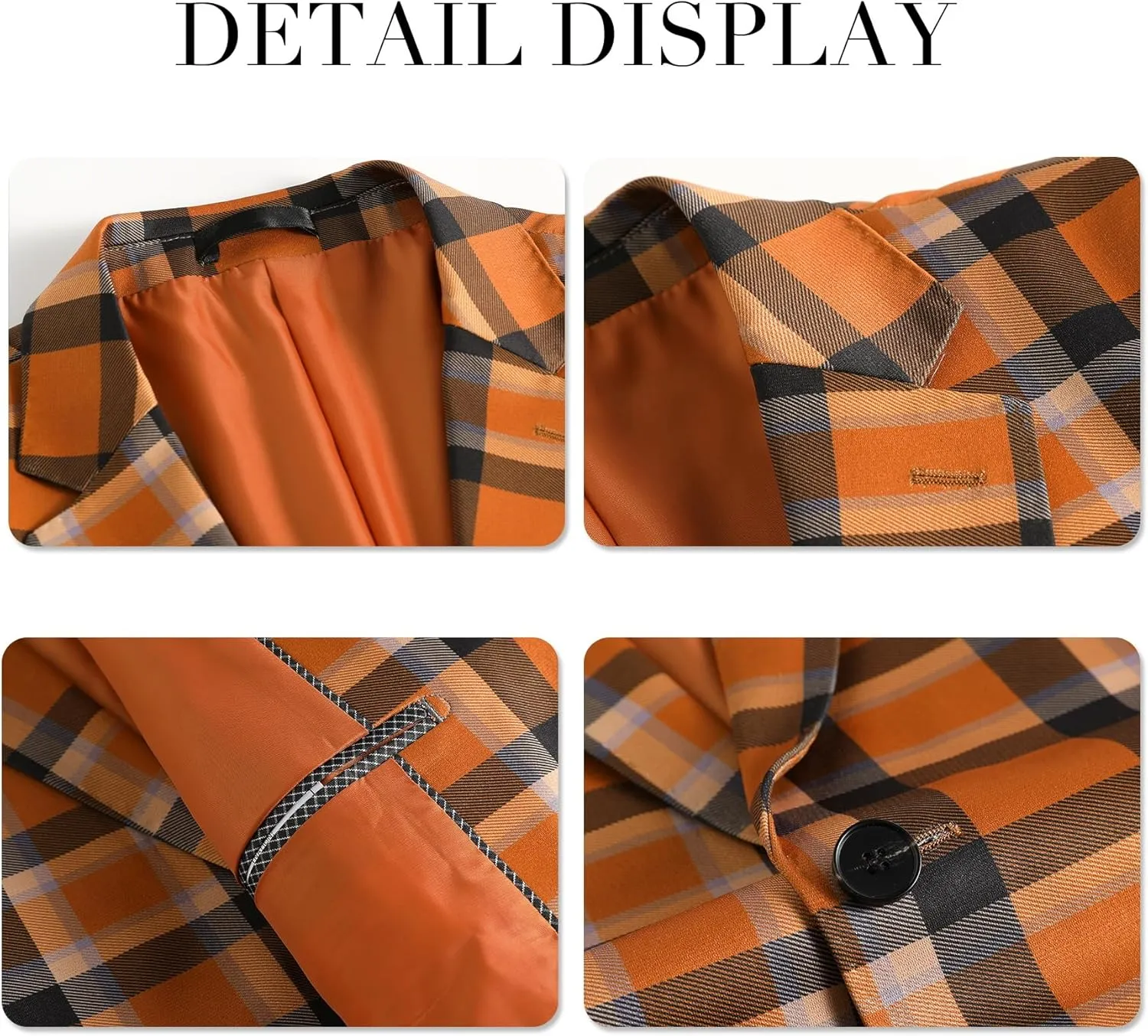 Boyland Men's Casual Suit Blazer Jackets Lightweight One Button Sport Coats Plaid Blazer