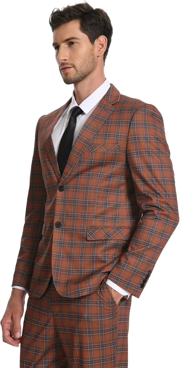 Boyland Men's Casual Suit Blazer Jackets Lightweight One Button Sport Coats Plaid Blazer