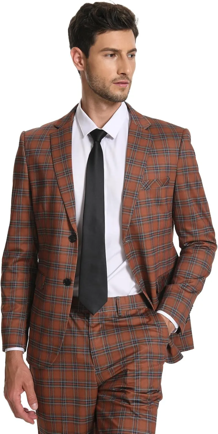 Boyland Men's Casual Suit Blazer Jackets Lightweight One Button Sport Coats Plaid Blazer