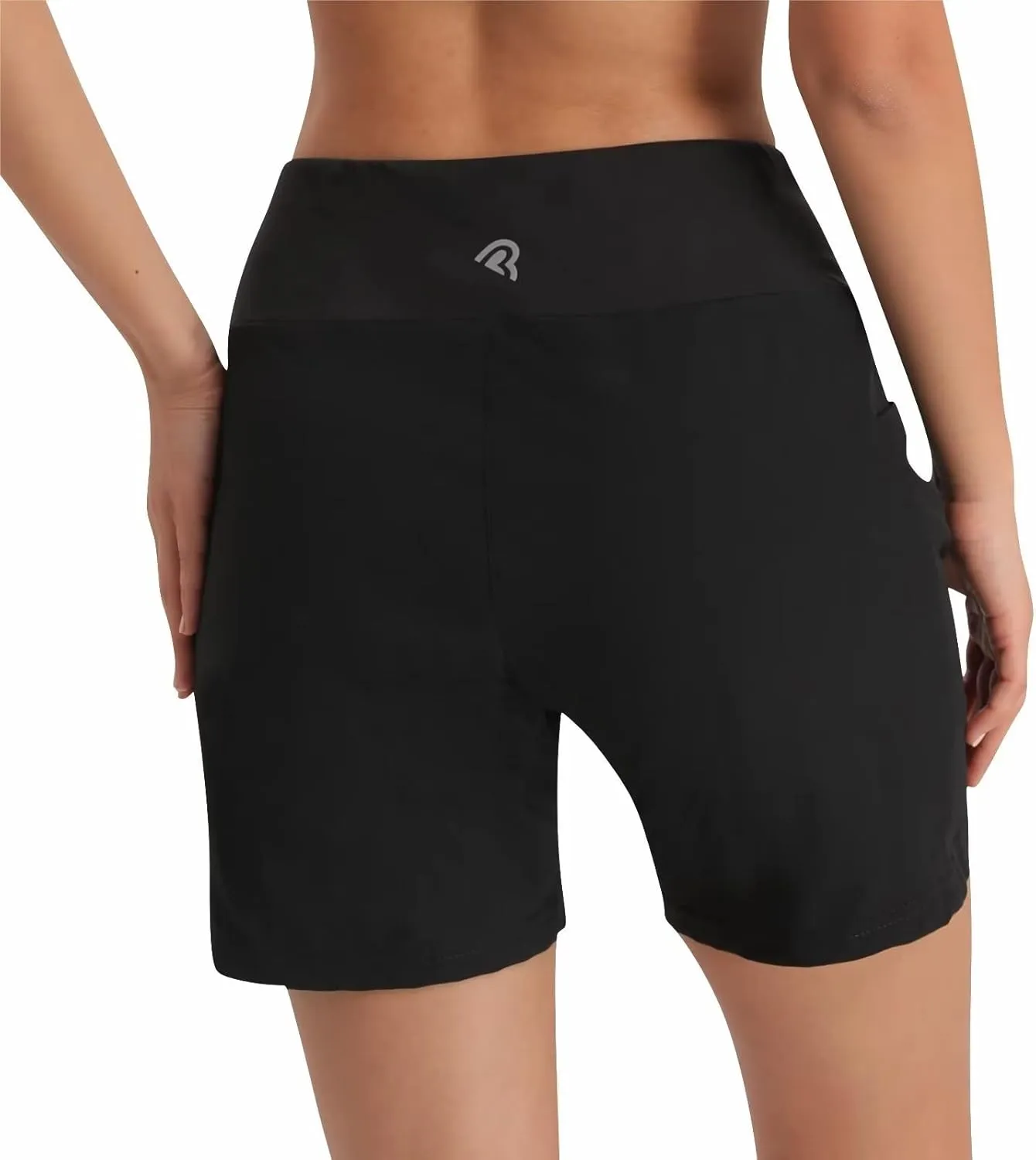 bpbtti Women's 5'' Swim Shorts High Waisted Board Shorts Tummy Control Swimsuit Bottoms