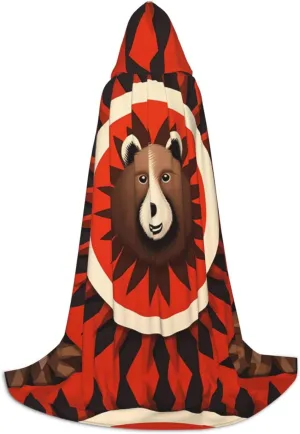 brown bear Black hooded cloak for men & Women, wizard cloak with, Durable & Comfortable Long cape for Halloween, Cosplay, PartiesMedium