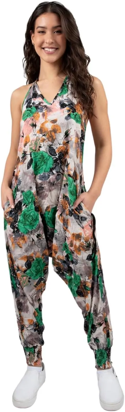Buddha Pants Harem Jumpsuit - Casual Jumpsuits for Women, Comfortable Cotton Jumpsuit with Pockets  Boho Relaxed Summer Wear