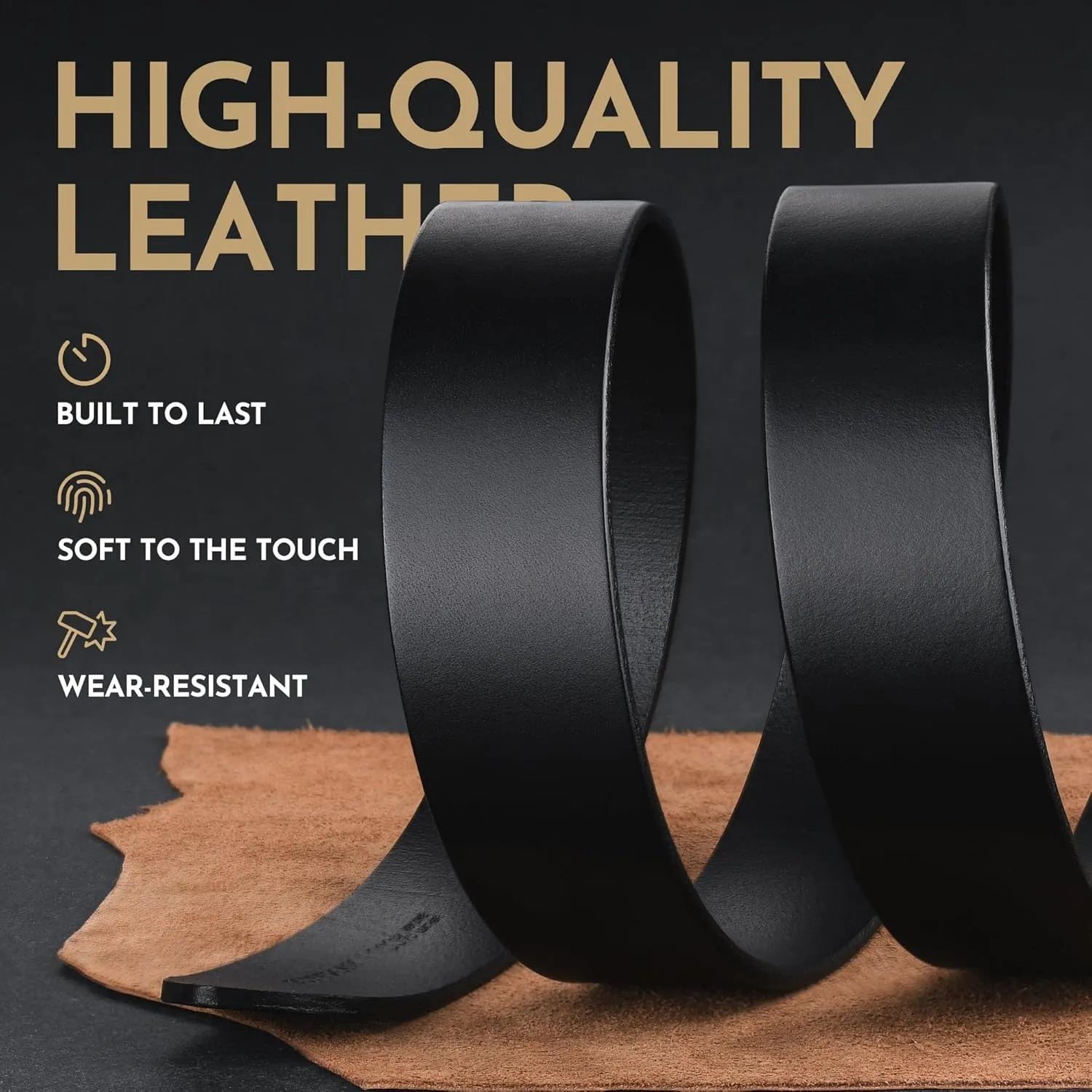 Buffway Men's Leather Belt,1.5" Handmade Top-Grain LeatherDurable,Comfortable,Suitable for Everyday Formal & Casual Wear