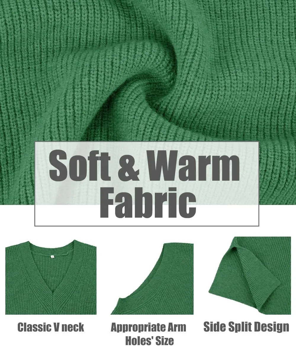 CARCOS Plus Size Sweater Vest for Women V Neck Sleeveless Sweaters Knit Tank Tops Preppy Style Pullover Tops XL-5XL