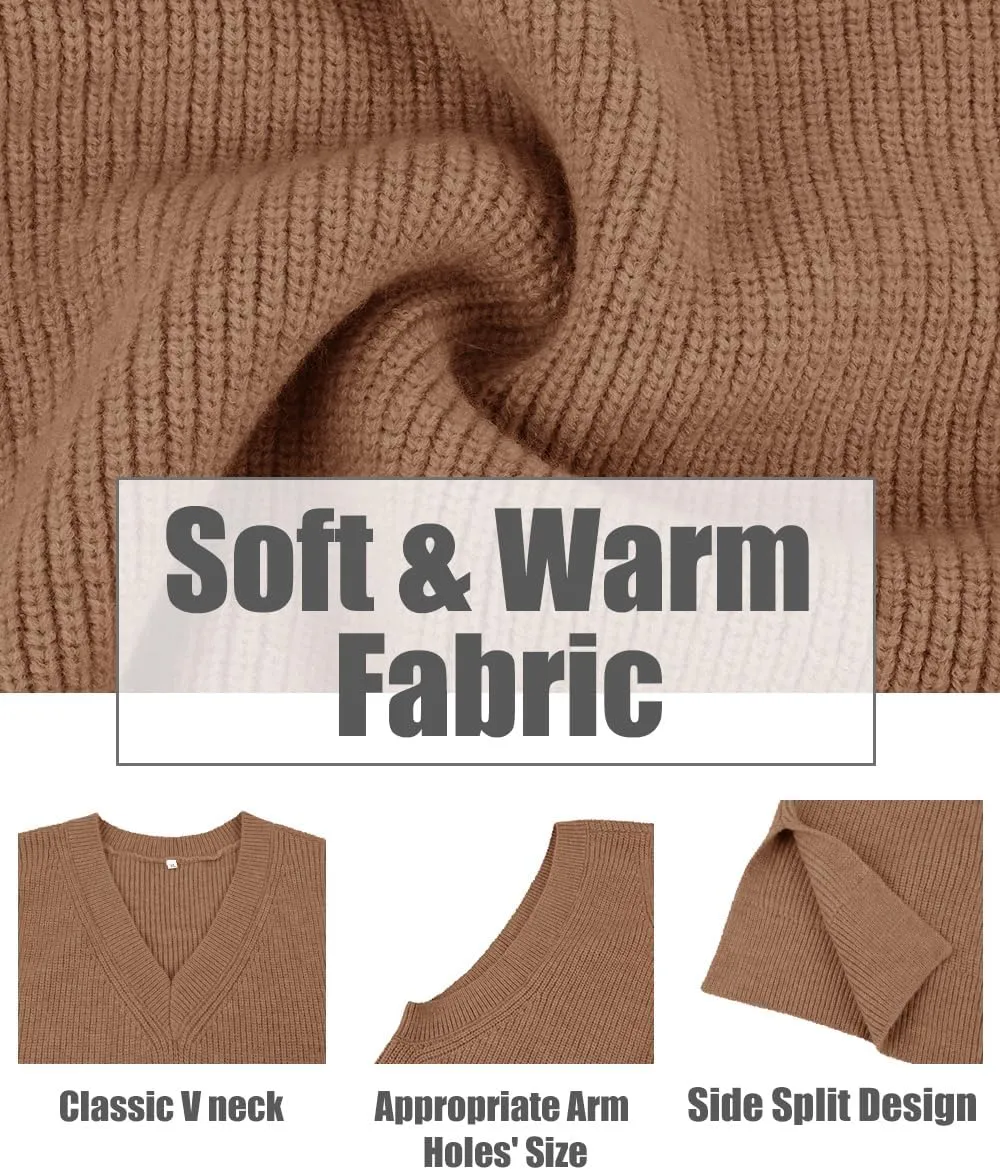 CARCOS Plus Size Sweater Vest for Women V Neck Sleeveless Sweaters Knit Tank Tops Preppy Style Pullover Tops XL-5XL