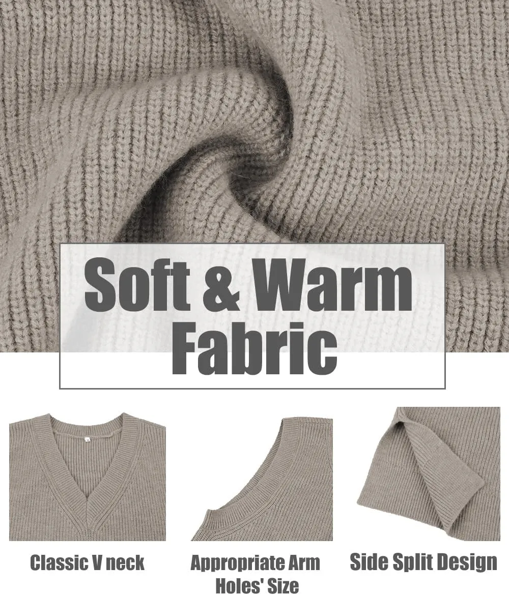 CARCOS Plus Size Sweater Vest for Women V Neck Sleeveless Sweaters Knit Tank Tops Preppy Style Pullover Tops XL-5XL