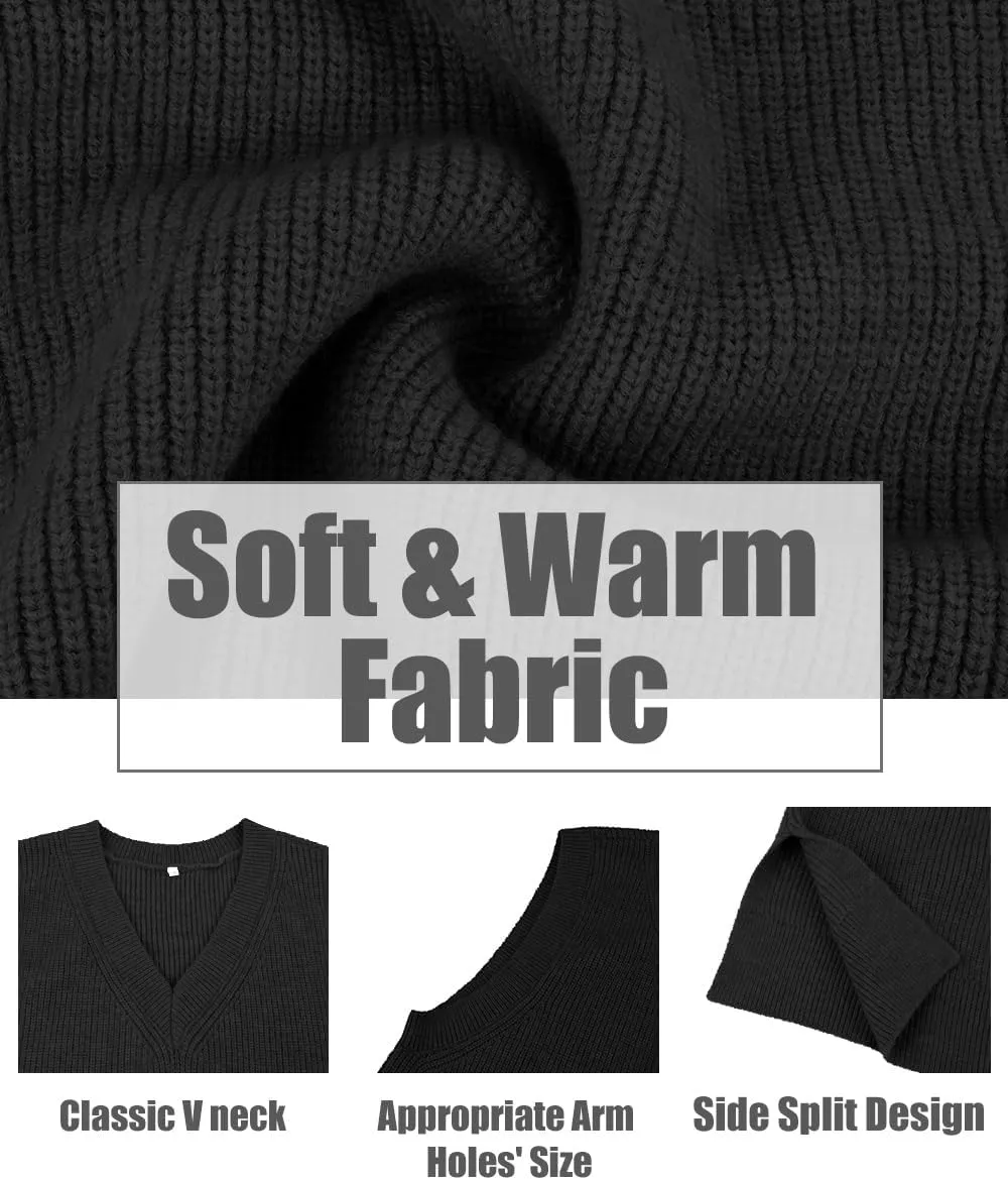 CARCOS Plus Size Sweater Vest for Women V Neck Sleeveless Sweaters Knit Tank Tops Preppy Style Pullover Tops XL-5XL