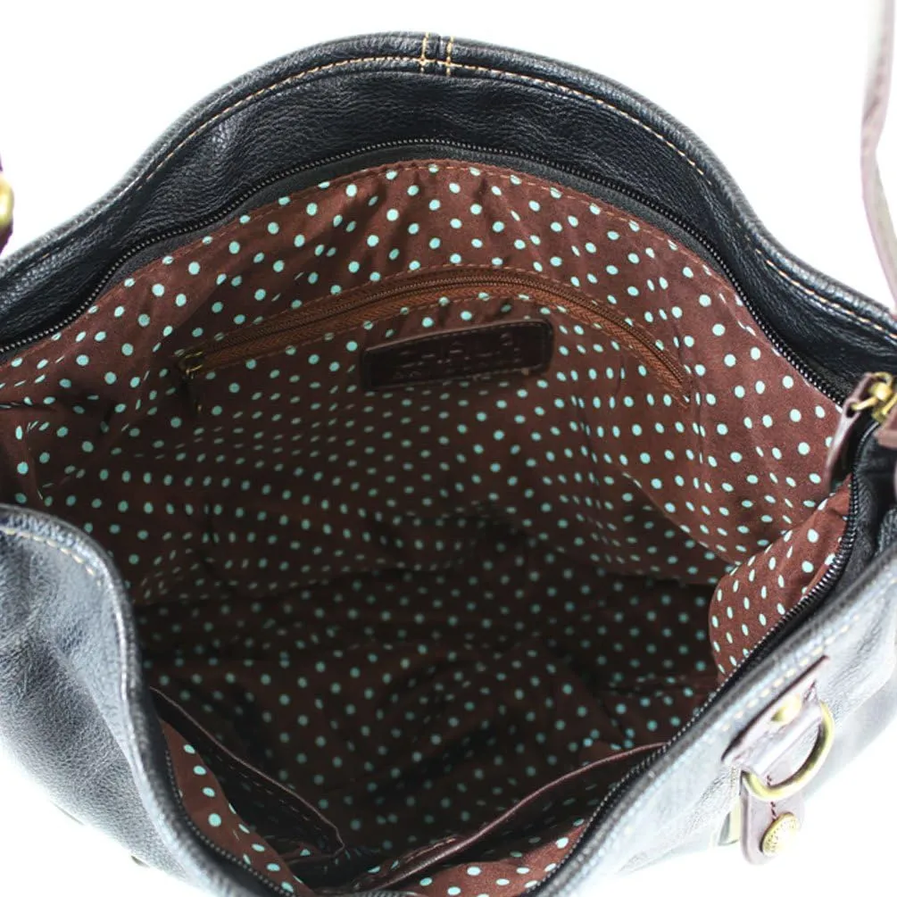 Chala Handbags, Casual Style, Soft, Large Shoulder or Crossbody Purse with Keyfob - Navy Blue