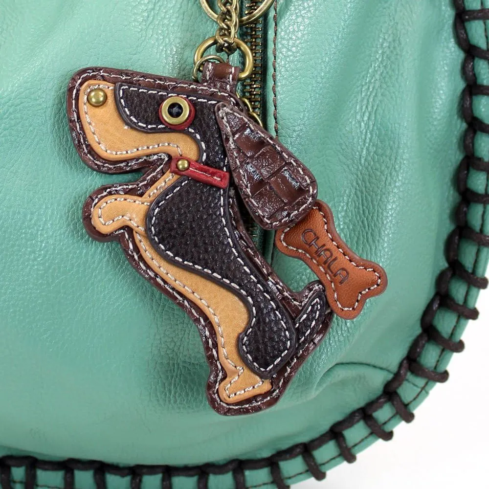 Chala Handbags, Casual Style, Soft, Large Shoulder or Crossbody Purse with Keyfob - Teal Green Color