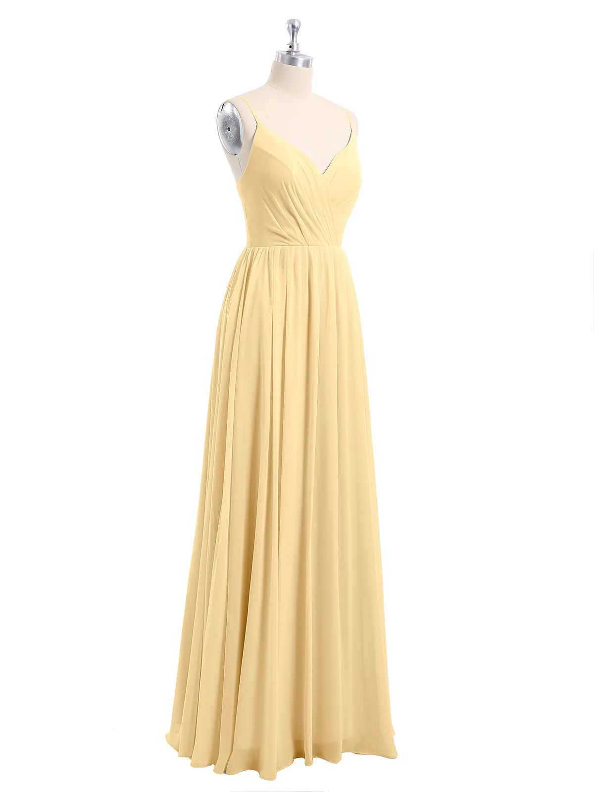 Chiffon Bridesmaid Dresses with Spaghetti Straps-Gold Plus Size