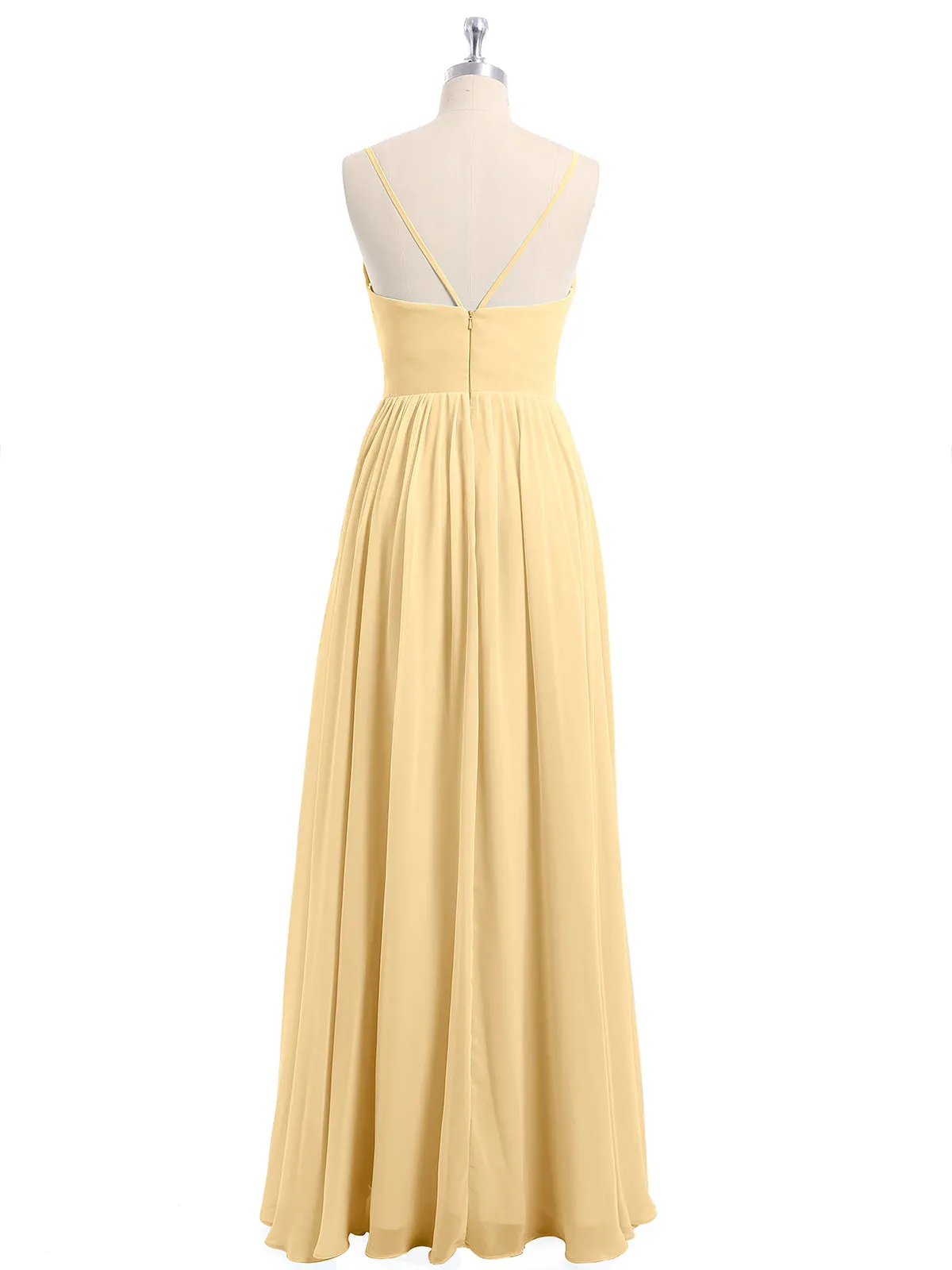Chiffon Bridesmaid Dresses with Spaghetti Straps-Gold Plus Size