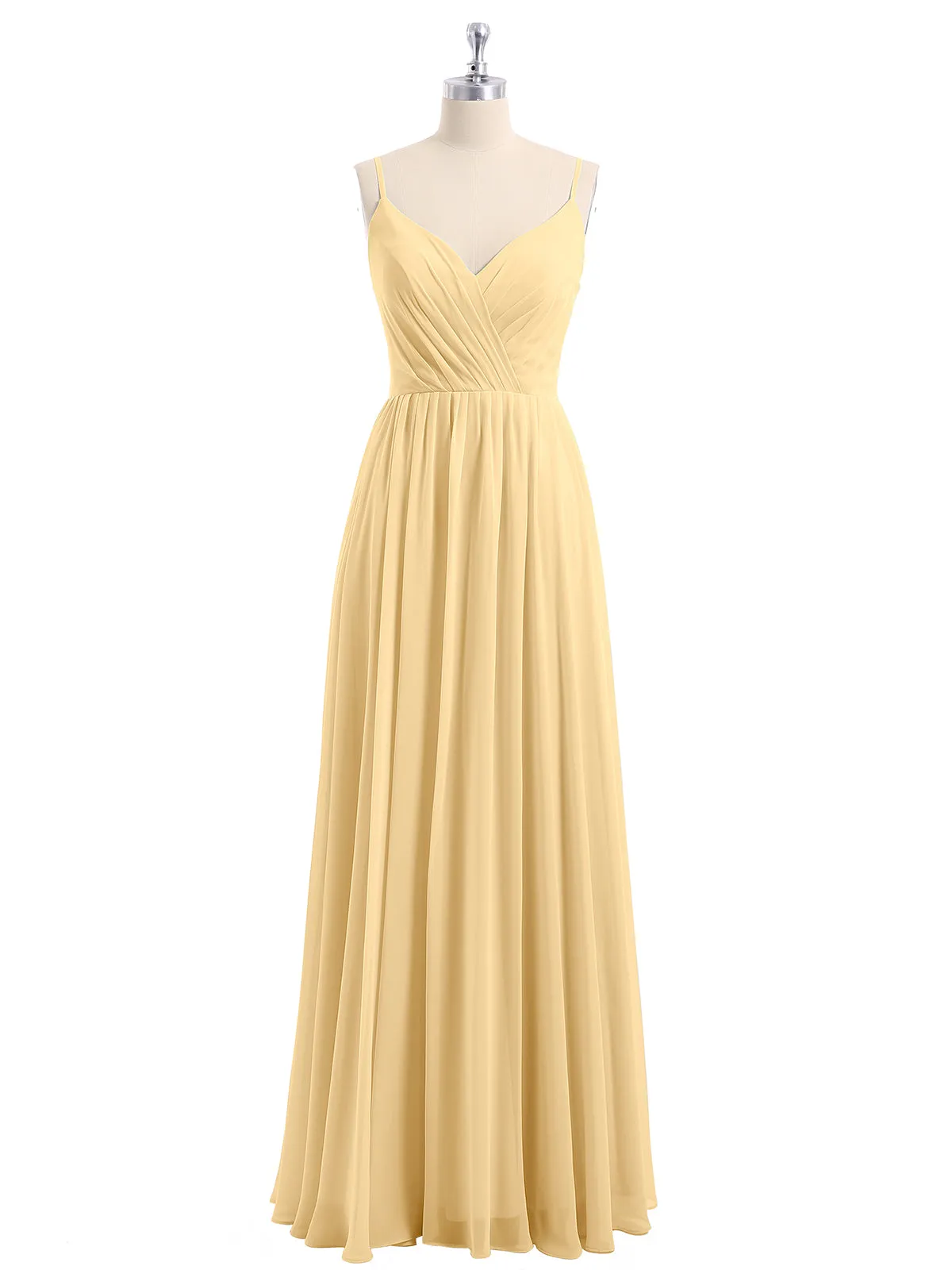 Chiffon Bridesmaid Dresses with Spaghetti Straps-Gold Plus Size