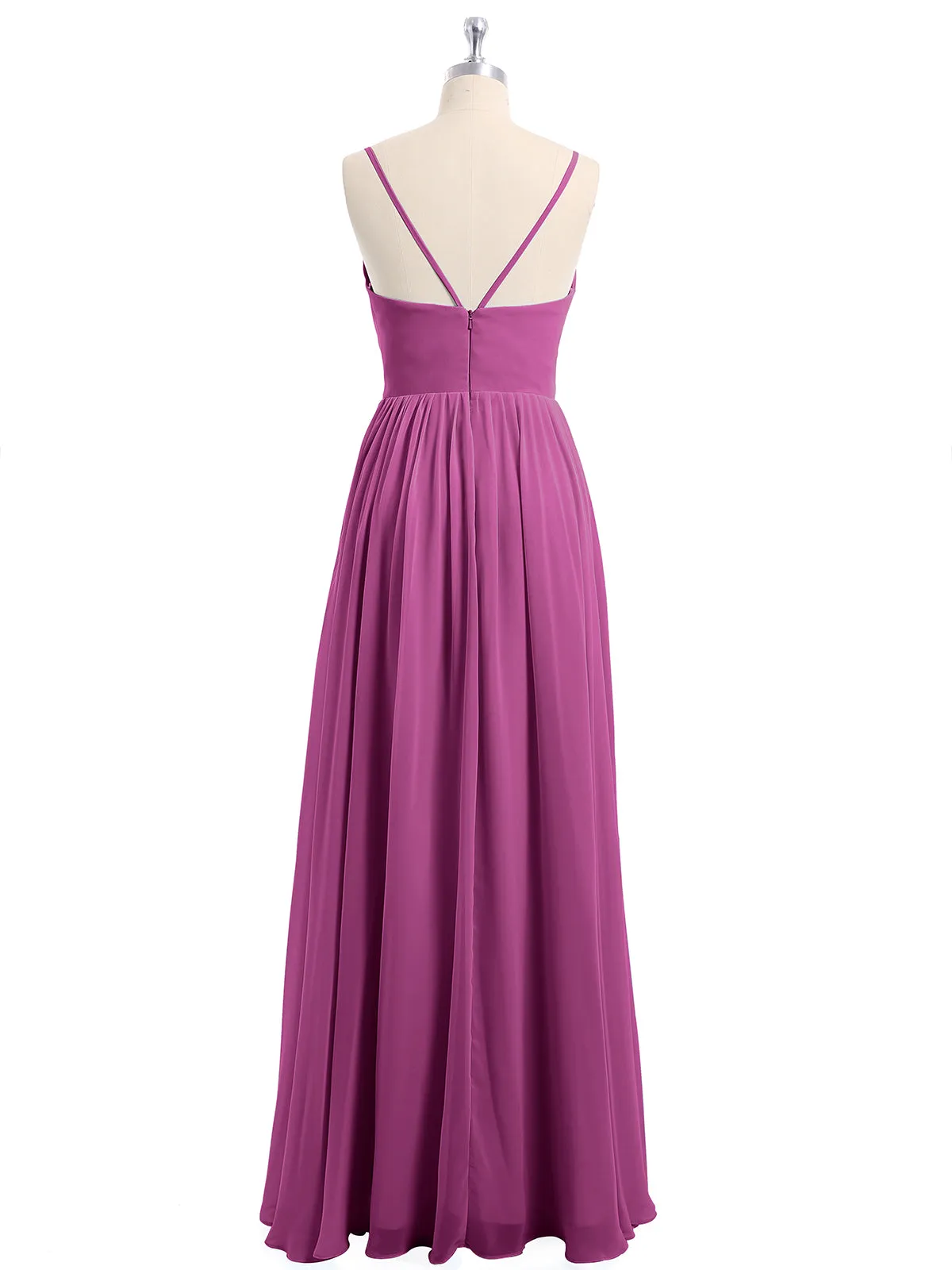 Chiffon Bridesmaid Dresses with Spaghetti Straps-Orchid