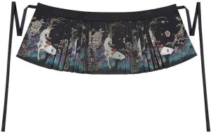 Chinese Traditional Horse Face Short Skirt Print Pleated Tie Up Skirt Comfortable Casual Women's Pleated Mini Skirt