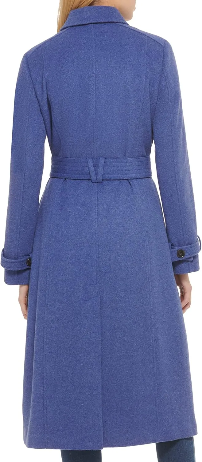 Cole Haan Women's Flared Trench Slick Wool Coat