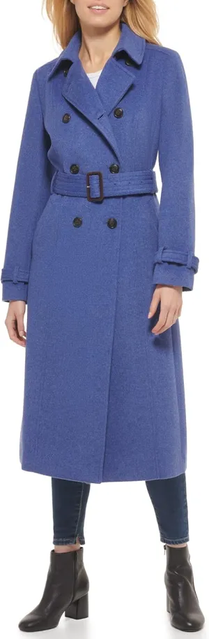 Cole Haan Women's Flared Trench Slick Wool Coat