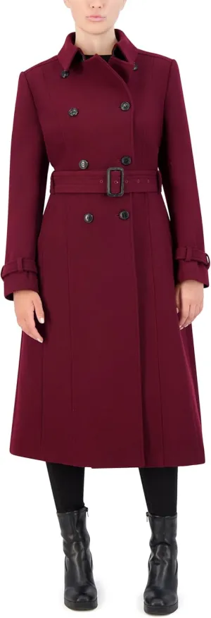 Cole Haan Women's Flared Trench Slick Wool Coat