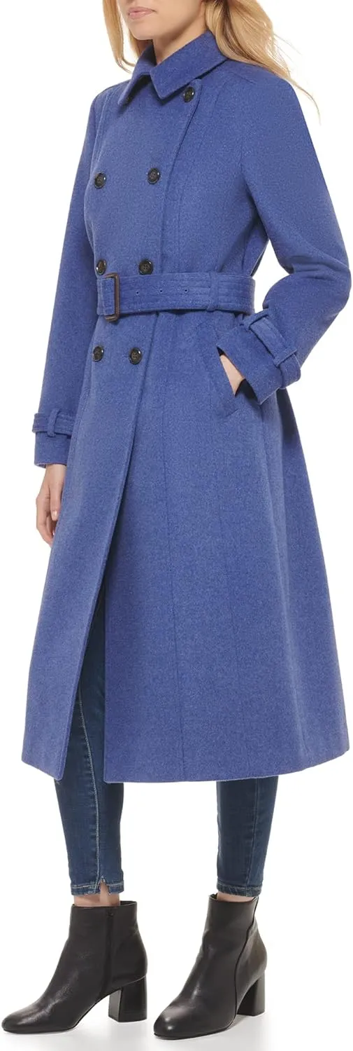 Cole Haan Women's Flared Trench Slick Wool Coat