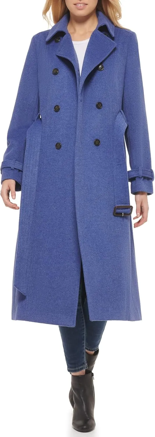 Cole Haan Women's Flared Trench Slick Wool Coat