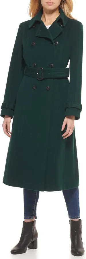 Cole Haan Women's Flared Trench Slick Wool Coat