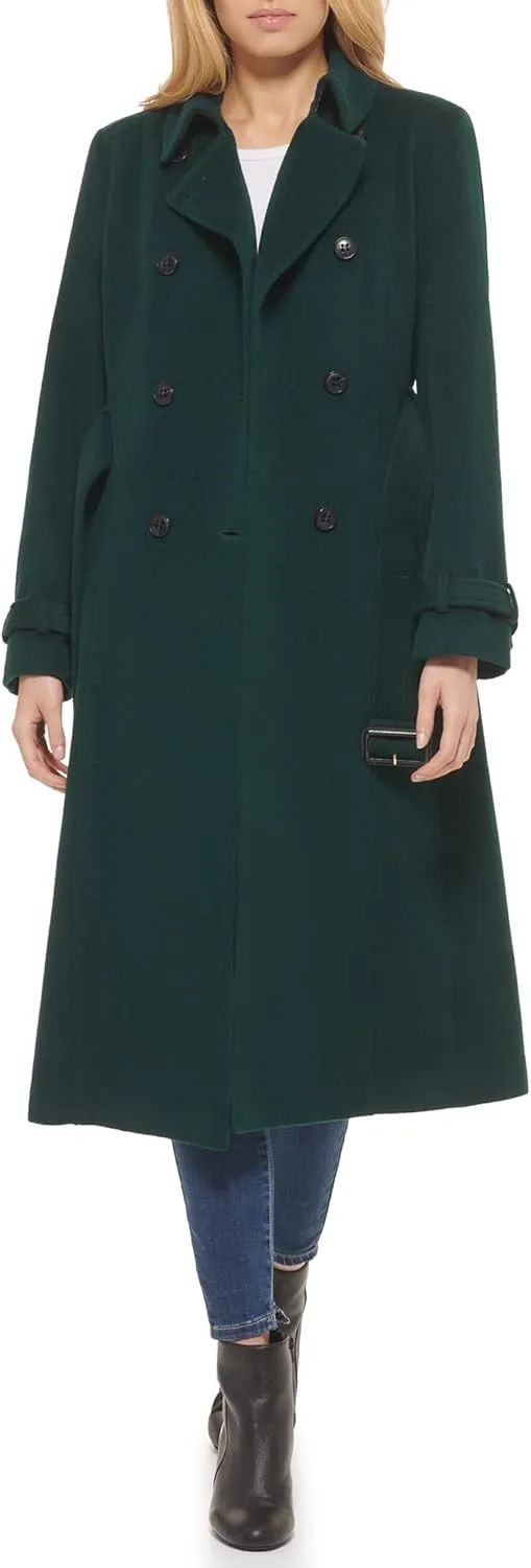 Cole Haan Women's Flared Trench Slick Wool Coat