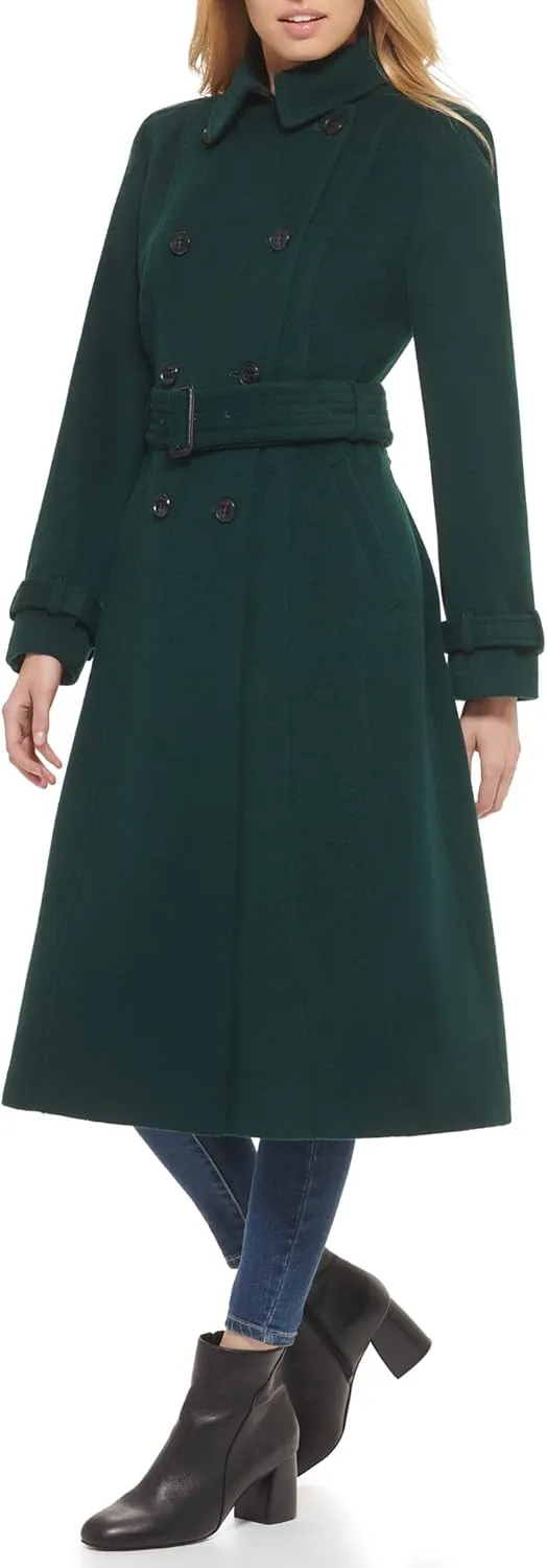 Cole Haan Women's Flared Trench Slick Wool Coat