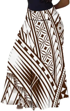 Comfortable High-Waisted Maxi Polynesian Woman Skirt Custom Samoan Club Chic Summer Half Skirt