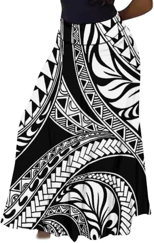 Comfortable High-Waisted Maxi Polynesian Woman Skirt Custom Samoan Club Chic Summer Half Skirt