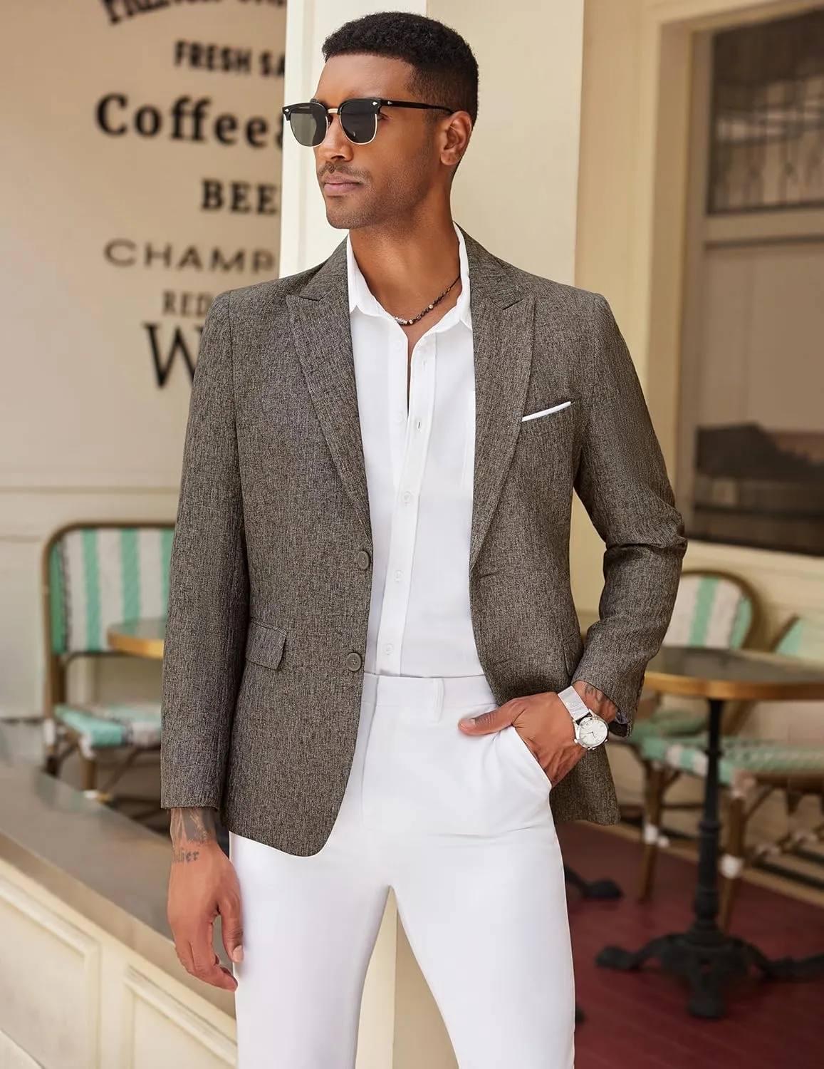 COOFANDY Mens Blazer Casual Two Buttons Sport Coat Slim Fit Lightweight Suit Jackets